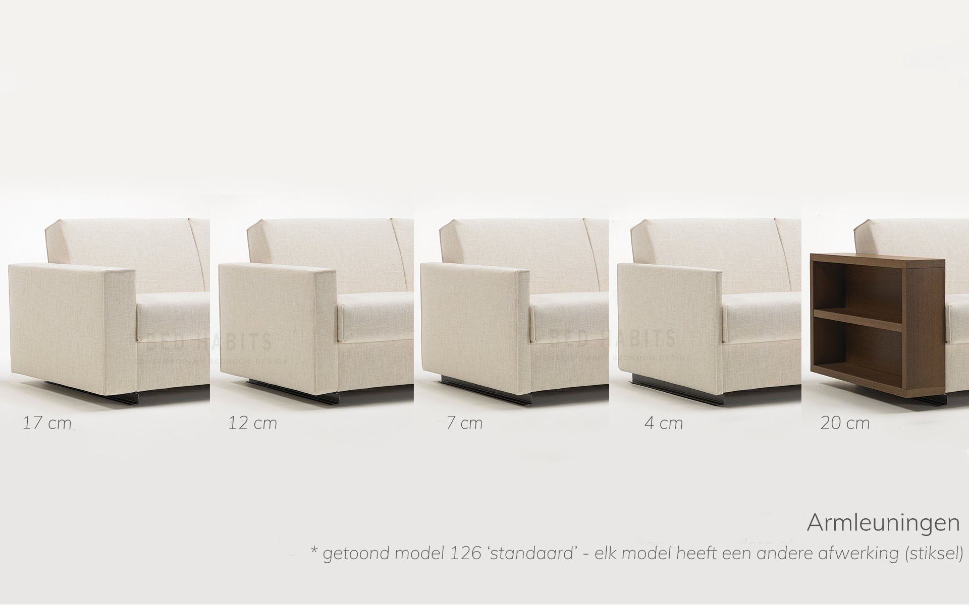 Menu armleuningen slaapbank modellen Bed Habits Amsterdam
